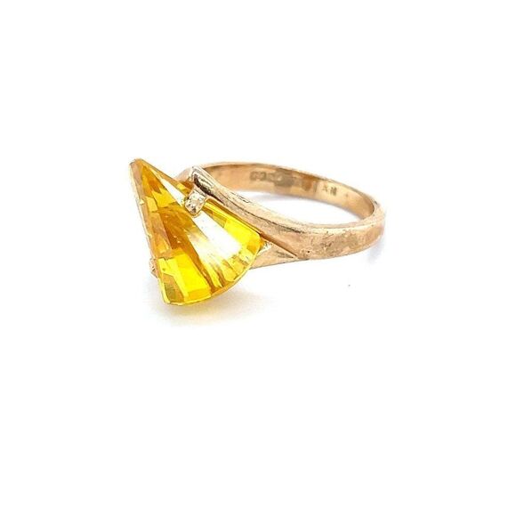 Sterling Gold Vermeil 925 Yellow Cz Taiwan Ring - Picture 4 of 8